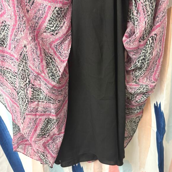 Diane Von Furstenberg Fleurette Pink Black Sheer Silk Mini Dress Dress Size 8 - Picture 9 of 15